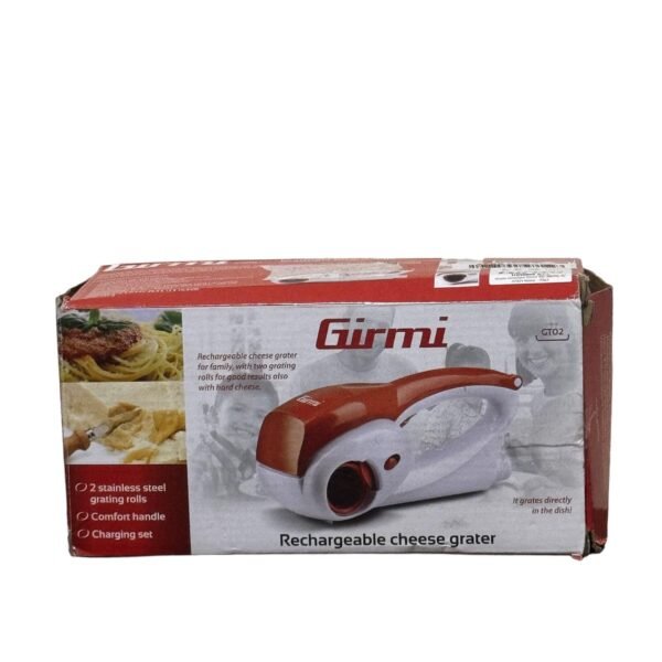 Girmi Gt02 Grater, 12w, Stainless Steel, Fine and Coarse Cylinders, Red - Refurbished