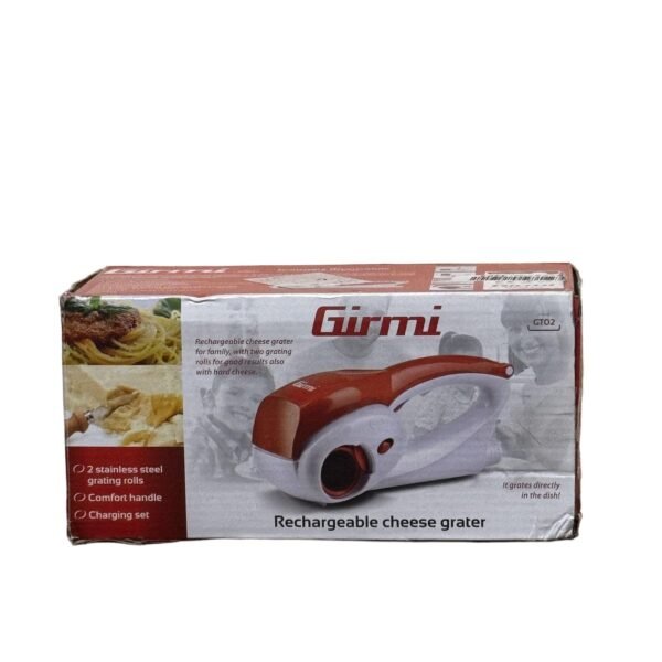 Girmi Gt02 Grater, 12w, Stainless Steel, Fine and Coarse Cylinders, Red - Refurbished