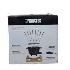 Princess Bamboo Fondue Pure Black, 8 People Capacity, 800 Watts, 1.5L Volume, Easy Cleaning - Refurbished