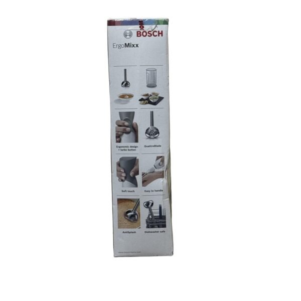Bosch Ergomixx MSM66110 Hand Mixer, 600 W, Turbo, Four-Blade Dome, Mixing Vessel, White/Gray - Refurbished - Image 2