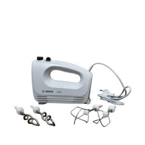 Bosch Clevermixx Mfq24200 Hand Mixer, 2 Beaters, Dough Hooks, Dishwasher-Safe, 4-Speed, 400W, White/Stainless Steel - Refurbished