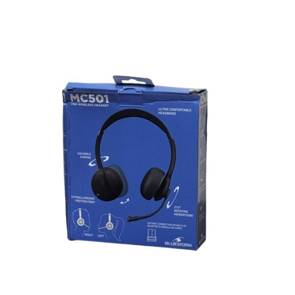 Bluestork Mc 501 Wireless 5.1 Bluetooth Headset, Rotating Microphone, 14H Battery, Noise Cancelling, PC Compatible - Refurbished