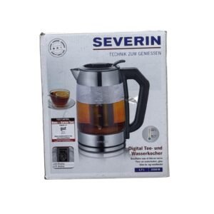 Severin Glass Tea and Water Kettle, Adjustable Temperature, Quick-Boil, 2200 W, Stainless Steel/Black, WK 3477 - Refurbished