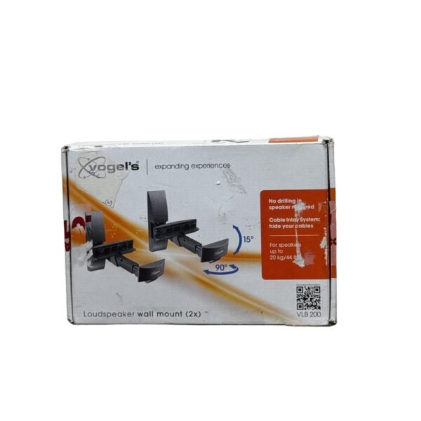 Vogel's VLB 200 Universal Speaker Wall Bracket, Swivels 90°, Tilts 15°, Max 44 lbs, Black, 2 Brackets - Refurbished