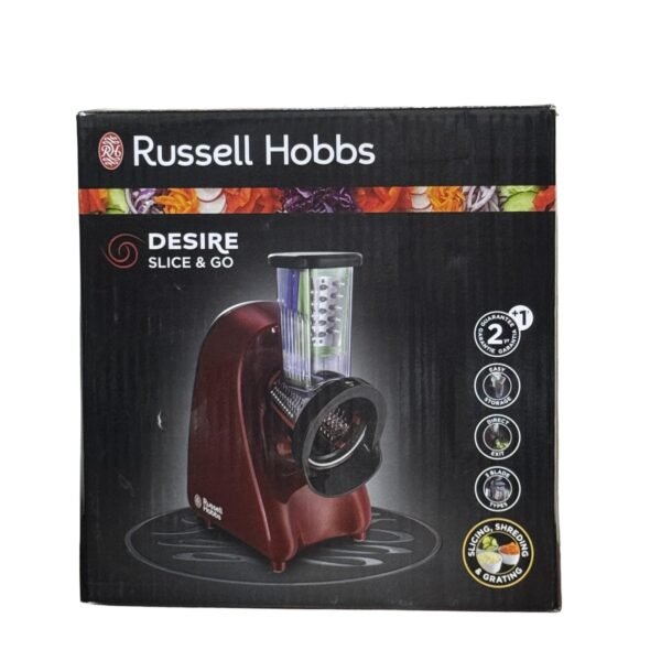 Russell Hobbs Desire Food Processor, 3 Blades: Coarse & Fine, Slicing, 200W, BPA-Free, Dishwasher Safe, Electric Shredder 22280-56 - Refurbished