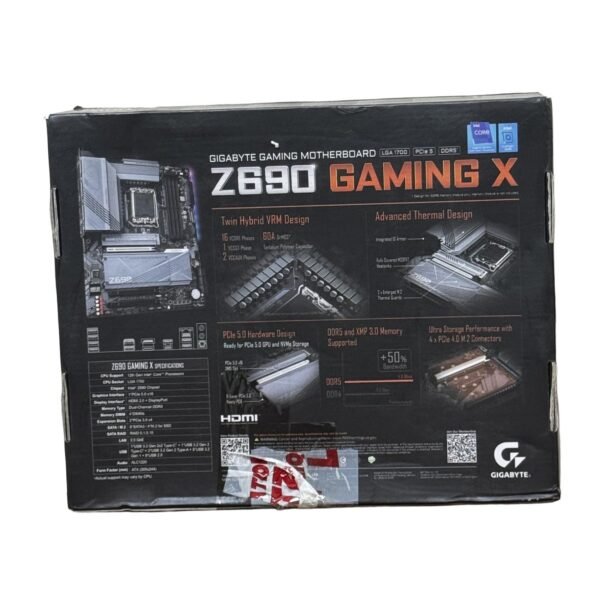Gigabyte Z690 Gaming X, ATX Motherboard, Intel 12th Gen, LGA 1700, DDR5-6000MHz OC, 4x NVMe PCIe 4.0 M.2, USB 3.2 Gen 2x2 Type-C - Refurbished - Image 3